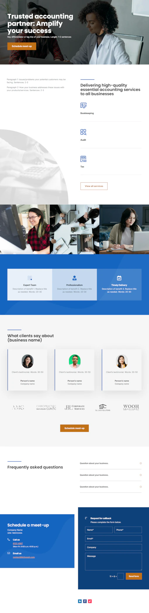 Screenshot of Accounting 01 website home page designed by Kirby Poh