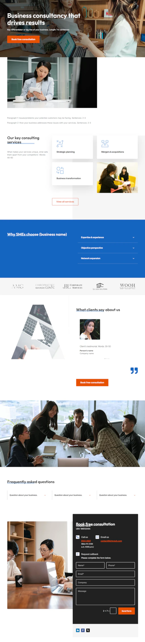 Screenshot of Business Consultancy 01 website home page designed by Kirby Poh