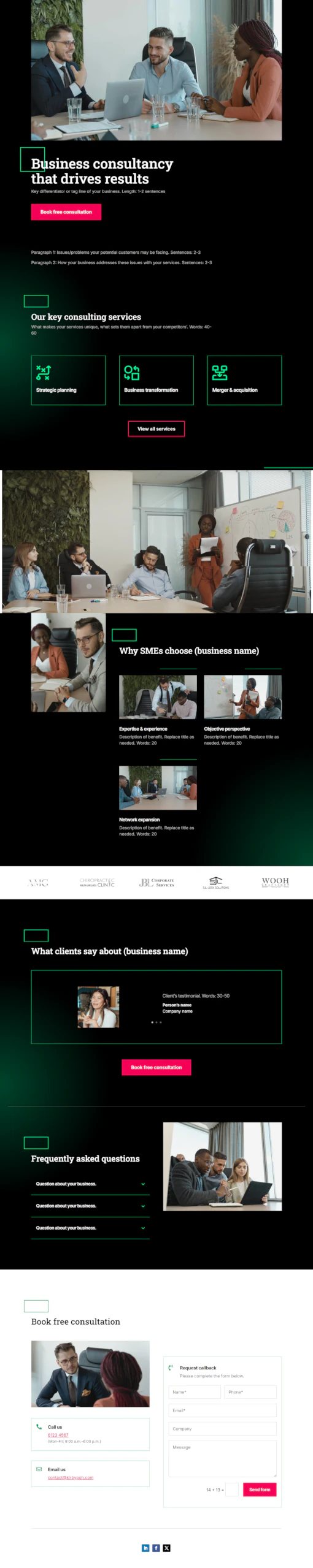 Screenshot of Business Consultancy 02 website home Page designed by Kirby Poh