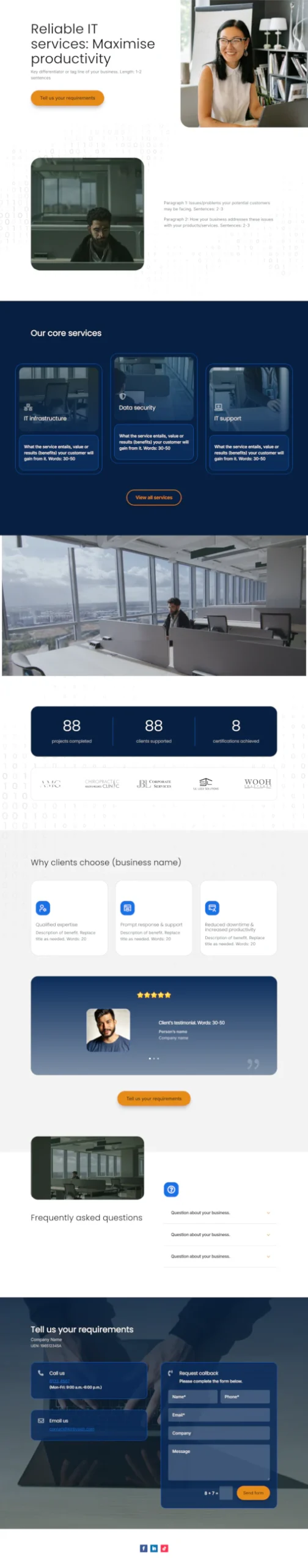 Screenshot of IT Services 02 website home page designed by Kirby Poh