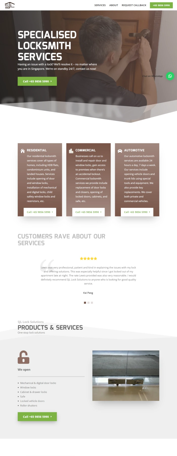 Screen shot of website of Kirby Poh's client