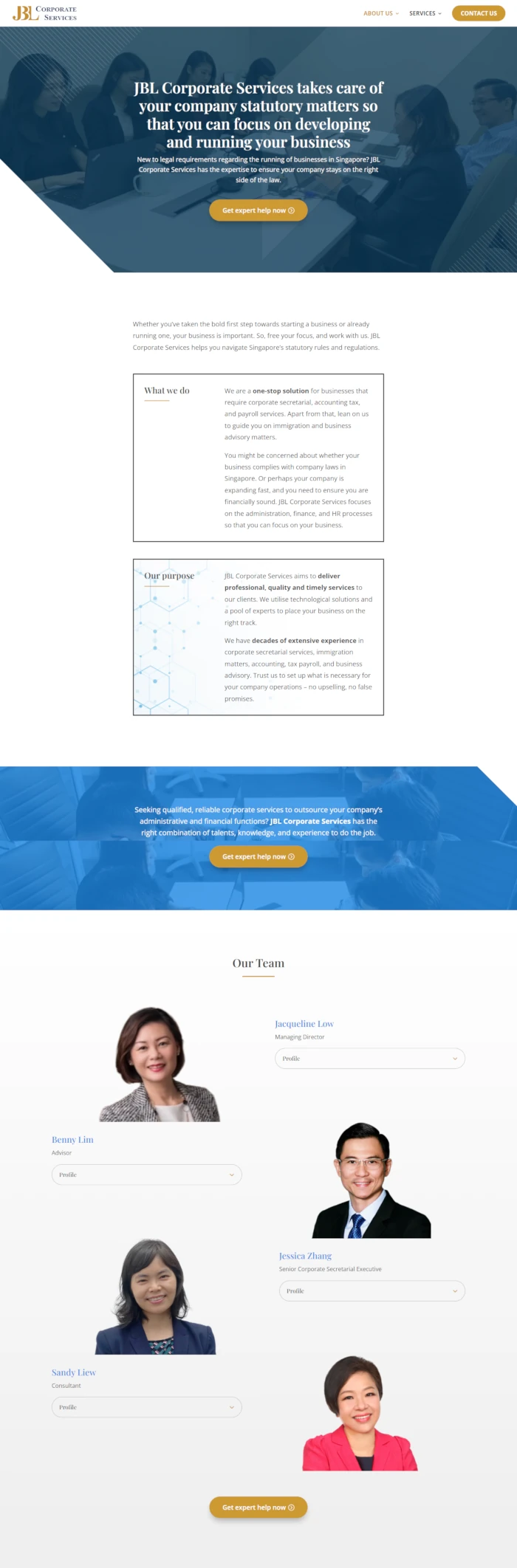Screen shot of website of Kirby Poh's client