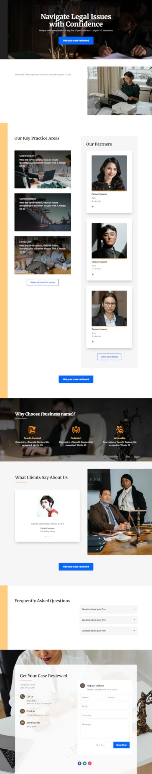 Screenshot of Legal Services 01 website home page designed by Kirby Poh