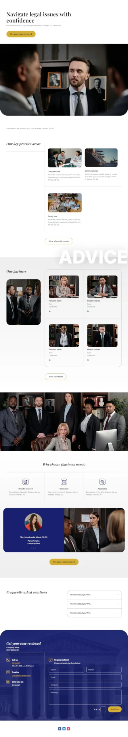 Screenshot of Legal Services 02 website home page designed by Kirby Poh