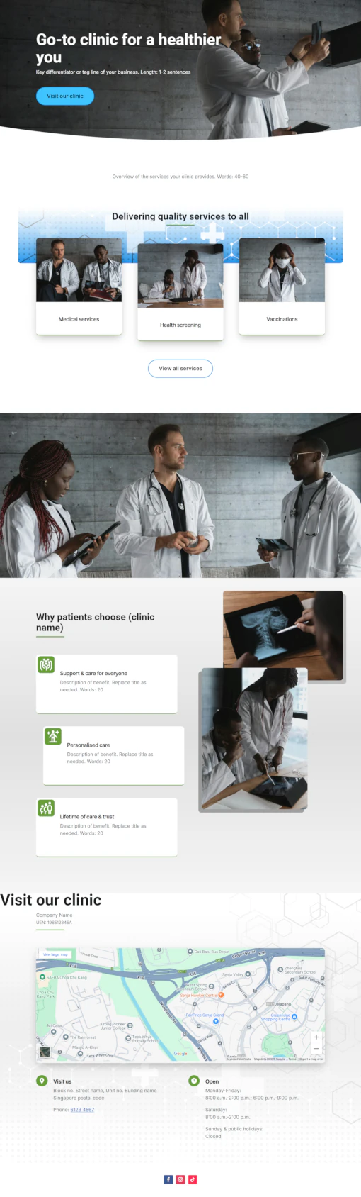 Screenshot of Medical Clinic 02 website home page designed by Kirby Poh