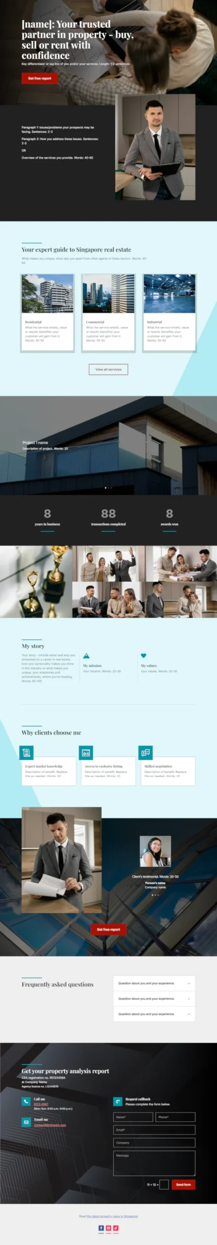 Screenshot of Property Agent 02 website home page designed by Kirby Poh