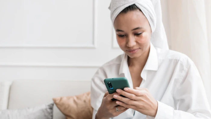 Woman searching for products on phone